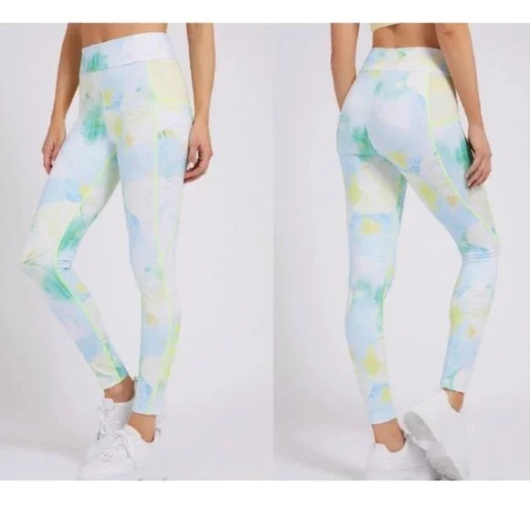 Guess Pants - NWT GUESS Activewear Alice Printed Abstract Flowers Yellow Leggings